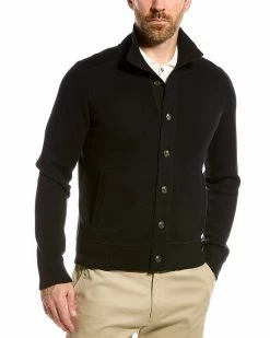 Budget 🥰 Bruno Magli Suede-Trim Wool Cardigan Men Sweaters ⭐