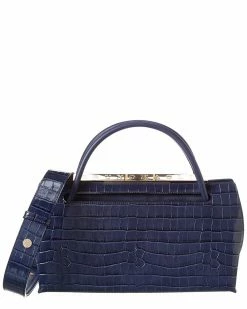 Best Sale 😉 Bruno Magli Bar Croc-Embossed Leather Satchel 👩 Women Satchels & Top Handles 🔔