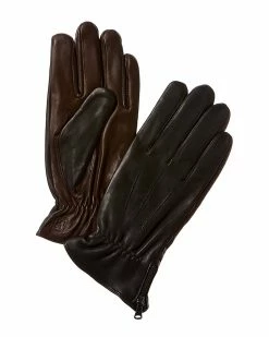 Hot Sale ⌛ Bruno Magli Two-Tone Cashmere-Lined Leather Gloves Men 🛒