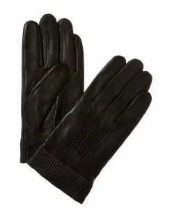 Best Pirce 🛒 Bruno Magli Elastic Cuff Cashmere-Lined Leather Gloves Men 🤩