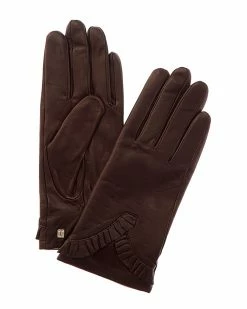 Top 10 ⭐ Bruno Magli Chevron Ruffle Cashmere-Lined Leather Gloves 👩 Women 🔥
