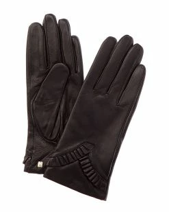 Cheapest 🔥 Bruno Magli Chevron Ruffle Cashmere-Lined Leather Gloves 👩 Women 😉