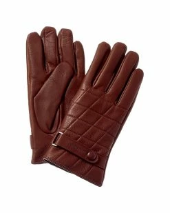 Coupon ⭐ Bruno Magli Logo Cashmere-Lined Quilted Leather Gloves Men 🔔