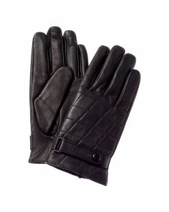 Flash Sale 🛒 Bruno Magli Logo Cashmere-Lined Quilted Leather Gloves Men 🛒