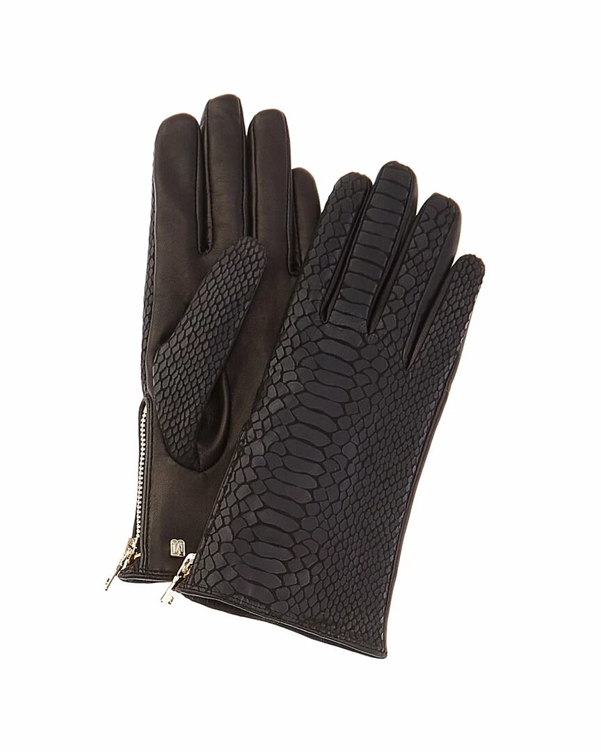 Cheap π Bruno Magli Snake-Embossed Cashmere-Lined Leather Gloves π© Women π€©