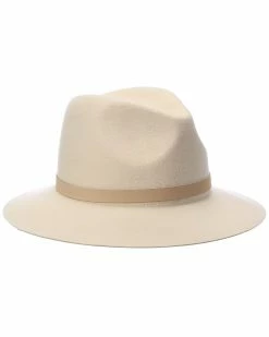 Outlet ⭐ Bruno Magli Leather-Trim Wool Felt Fedora 👩 Women Hats 😀