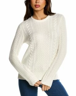 Cheap 🧨 Bruno Magli Fisherman Cable Wool Sweater 👩 Women Sweaters & Knits 🎁