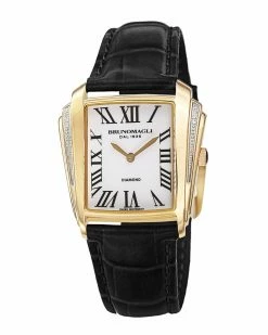 Outlet 🔔 Bruno Magli 👩 Women's Leather Diamond ⌚ Watch ⌚ Watches 💯