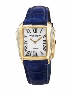 Discount 😉 Bruno Magli 👩 Women's Leather Diamond ⌚ Watch ⌚ Watches 🌟